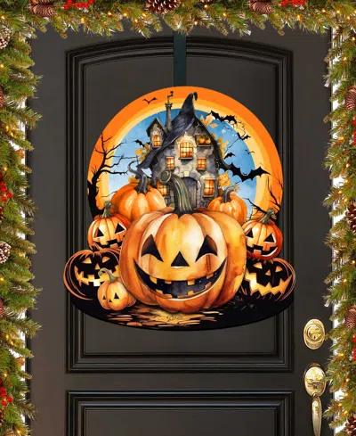 Designocracy Holiday Door Decor Wooden Wall Decor Haunted House G. Debrekht In Multi Color