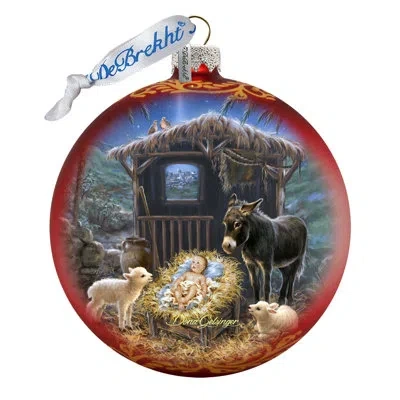 Designocracy Holiday Splendor Born In A Stable Ball Ornament