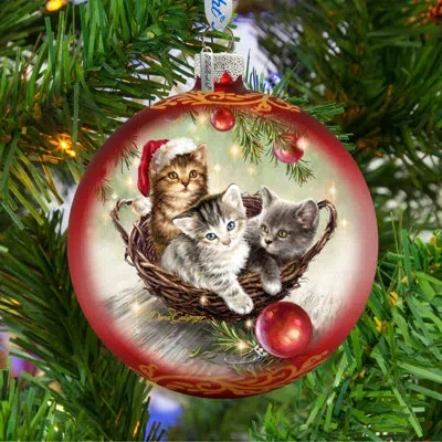 Designocracy Holiday Splendor Christmas Kittens Ball Ornament In Multicolor