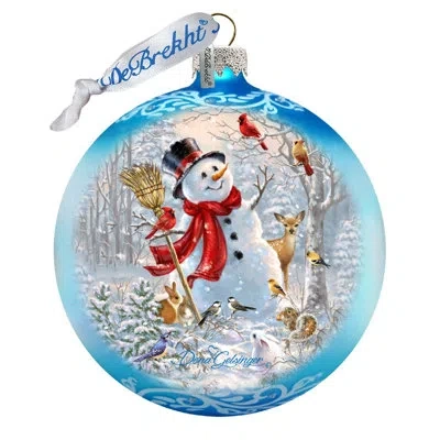 Designocracy Holiday Splendor Frosty Forest Friends Ball Ornament In Multicolor