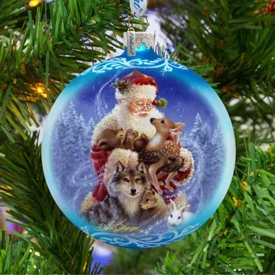Designocracy Holiday Splendor Santa Little Friends Ball Ornament In Multicolor