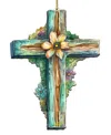 Designocracy Holiday Teal Cross Wooden Ornament In Multi