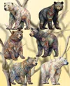 Designocracy Holiday Wooden Clip-on Ornaments Bear Adventures Set Of 6 G. Debrekht In Multi Color