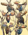 Designocracy Holiday Wooden Clip-on Ornaments Majestic Moose Set Of 6 G. Debrekht In Multi Color