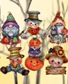 Designocracy Holiday Wooden Clip-on Ornaments Pumpkin, Scarecrow, Gnome Set Of 6 J. Mills-price In Multi Color