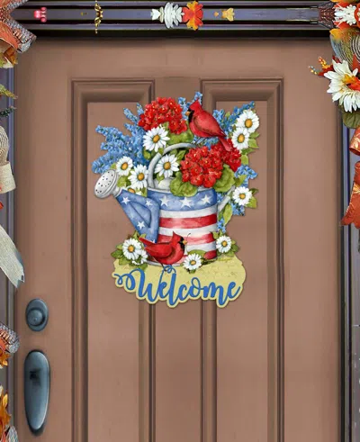 Designocracy Holiday Wooden Door Decor Wall Decor American Watering Can S. Winget In Multi Color