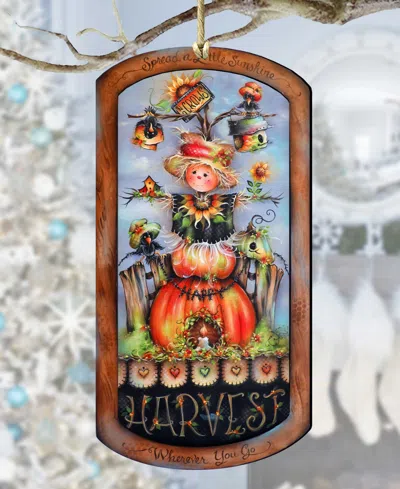 Designocracy Holiday Wooden Ornaments Harvest Pumpkin Scarecrow Home Decor J. Mills-price In Multi Color