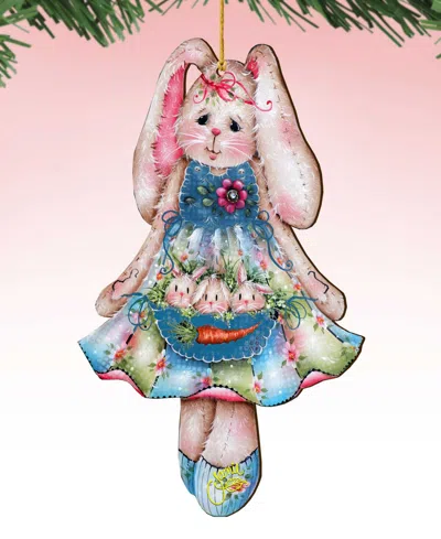 Designocracy Holiday Wooden Ornaments Pocketful Of Bunnies Home Decor Set Of 2 J. Mills-price In Multi Color