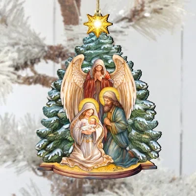 Designocracy Holy Family Nativity Wooden Ornament By G. Debrekht In Multicolor
