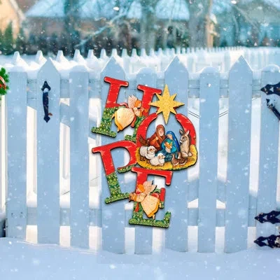 Designocracy Hope Nativity Wooden Door Hanger By G.debrekht In Multicolor