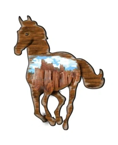 Designocracy Horse Wooden Ornaments Set Of 2 In Multi