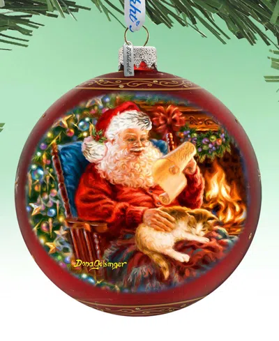 Designocracy House Warming Santa Large Holiday Glass Collectible Ornaments D. Gelsinger In Multi Color
