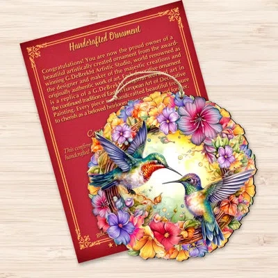 Designocracy Hummingbirds Wreath Christmas Wooden Ornaments By G. Debrekht In Blue;red;pink;orange;purple