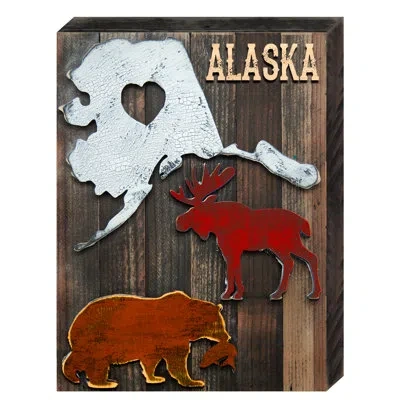 Designocracy I Love Alaska Animals Wall Décor In Brown;gray;red