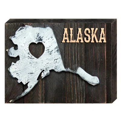 Designocracy I Love Alaska State Art On Reclaimed Wooden Board Wall Décor In Brown;white;beige