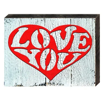 Designocracy I Love You Heart Rustic Wooden Board Wall Décor In White;red