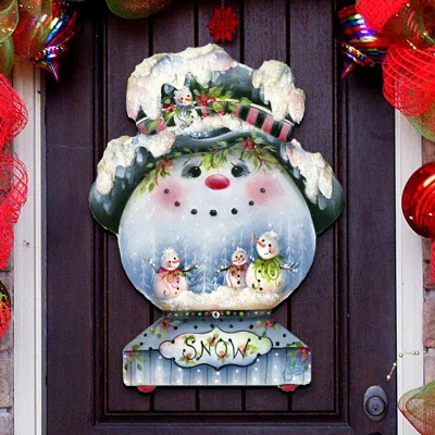 Designocracy Jamie Mills-price Christmas Joe Cool Snow Globe Door Hanger