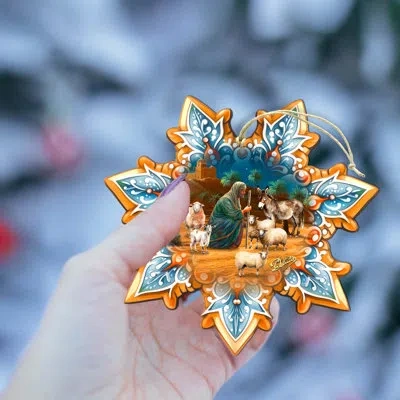 Designocracy Joseph With Animals Snowflake Wooden Ornaments By G. Debrekht In Multicolor