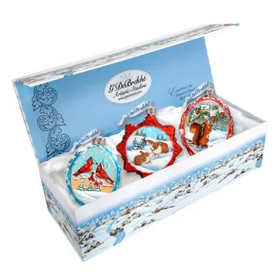 Designocracy Keepsake 3 Piece Forest Play Holiday Shaped Ornament Set
