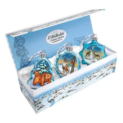 Designocracy Keepsake 3 Piece Wildlife Holiday Shaped Ornament Set