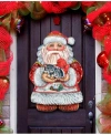 Designocracy Kitten Holiday Santa Christmas Door Hanger In Multi