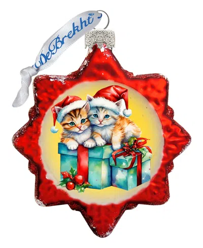 Designocracy Kittens And Gifts Holiday Glass Ornaments In Multi
