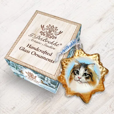 Designocracy Kitty Cat Glass Ornament In Neutral