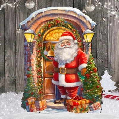 Designocracy Knocking The Door Santa Figurine In Multi