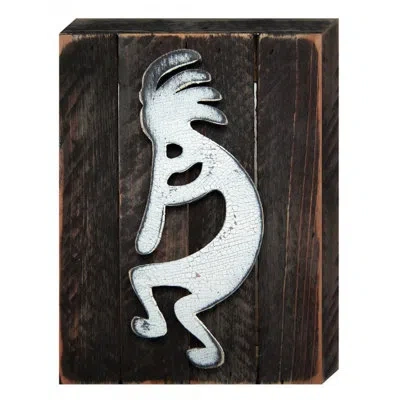Designocracy Kokopelli Art On Reclaimed Wooden Board Wall Décor In White