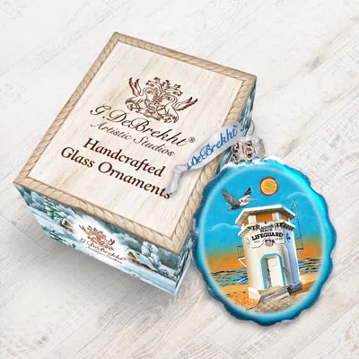 Designocracy Laguna Beach Tower Hand Painted Glass Ornament In White