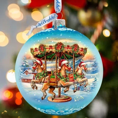 Designocracy Large Glass Ornament  Ball Ornament In Blue