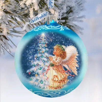 Designocracy Large Glass Ornament  Ball Ornament In Blue
