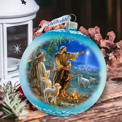 Designocracy Large Glass Ornament  Ball Ornament In Blue