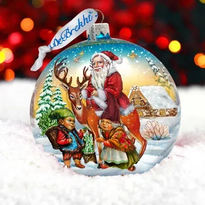 Designocracy Large Glass Ornament  Ball Ornament In Blue