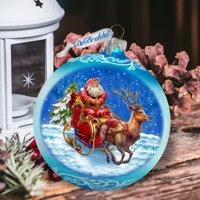 Designocracy Large Glass Ornament  Ball Ornament In Blue