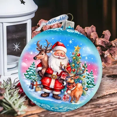Designocracy Large Glass Ornament  Ball Ornament In Blue