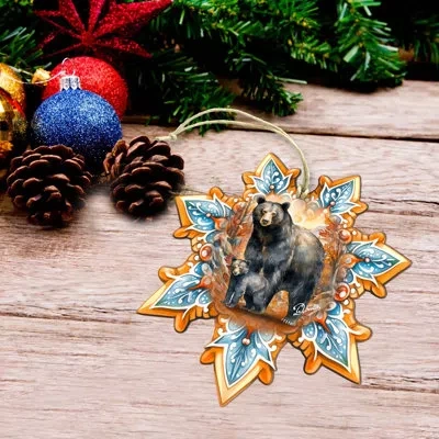 Designocracy Large Wooden Ornament Christmas Bear Decorative Accent