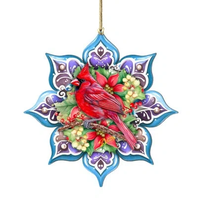 Designocracy Large Wooden Ornament Christmas Birds Decorative Accent