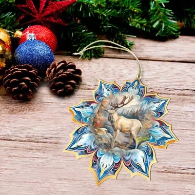 Designocracy Large Wooden Ornament Christmas Deer Decorative Accent
