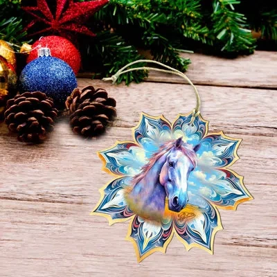 Designocracy Large Wooden Ornament Christmas Horse Decorative Accent