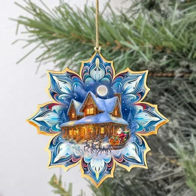 Designocracy Large Wooden Ornament Christmas Landscape & Nature Decorative Accent