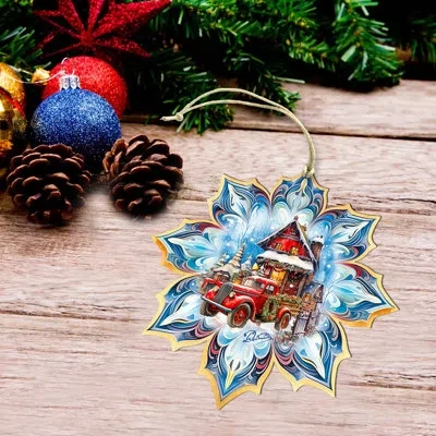 Designocracy Large Wooden Ornament Christmas Landscape & Nature Decorative Accent