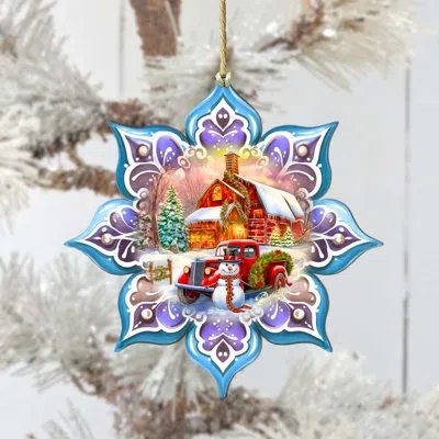 Designocracy Large Wooden Ornament Christmas Landscape & Nature Decorative Accent