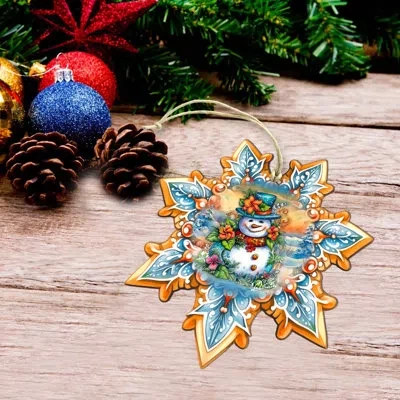 Designocracy Large Wooden Ornament Christmas Landscape & Nature Decorative Accent