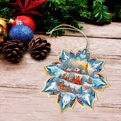 Designocracy Large Wooden Ornament Christmas Landscape & Nature Decorative Accent