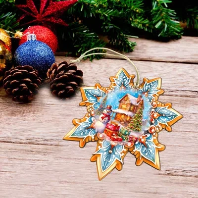 Designocracy Large Wooden Ornament Christmas Scenic & Cityscapes Decorative Accent