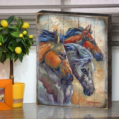 Designocracy Let ‘em Run, Horse Heads Wall Art Pallet By Jody Bergsma In Multi