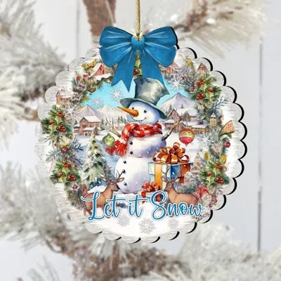Designocracy Let It Snow Wooden Ornament In Multicolor