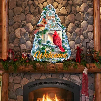 Designocracy Little Cardinal Chapel Holiday Door Decor By D. Gelsinger In Green