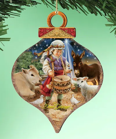Designocracy Little Drummer Boy Wood Ornaments Set Of 2 Dona Gelsinger Holiday In Orange